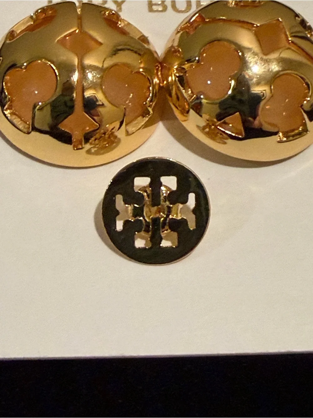 Tory Burch Gold Logo Dome Earrings (Studs)